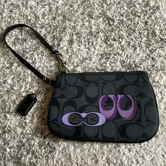 Coach Black and Purple Wristlet - Picture 1 of 9